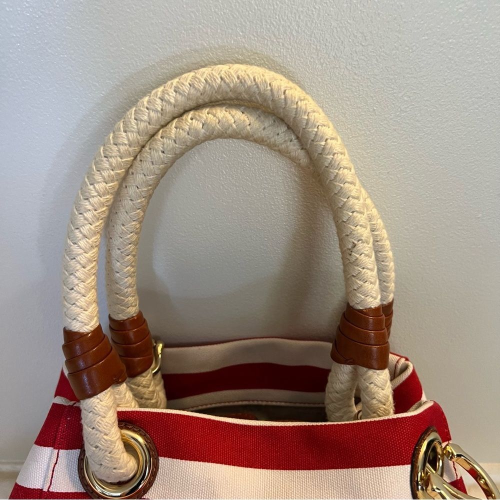 Michael Kors Nautical Hobo Bag Red & White w/Gold - Picture 15 of 16
